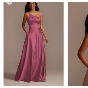 Gorgeous Satin One-Shoulder David’s Bridal Bridesmaid dress